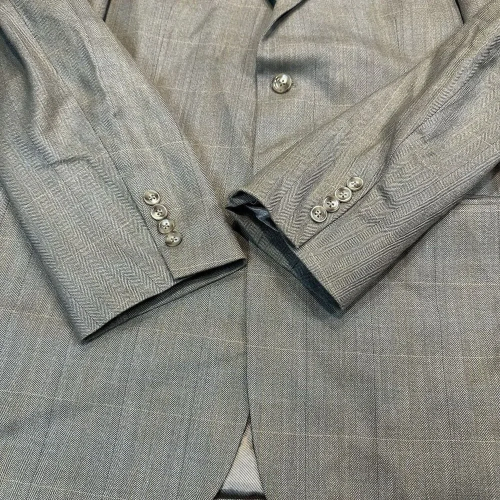 Oscar de la Renta Men's Plaid Silk Wool Sport Coat‎ Suit Jacket Blazer 42L